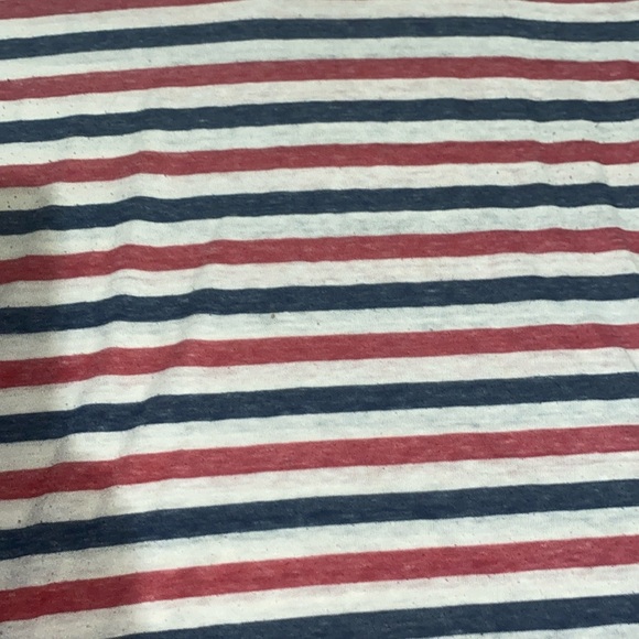 Striped red, white, blue V-Neck T-Shirt - Picture 2 of 5